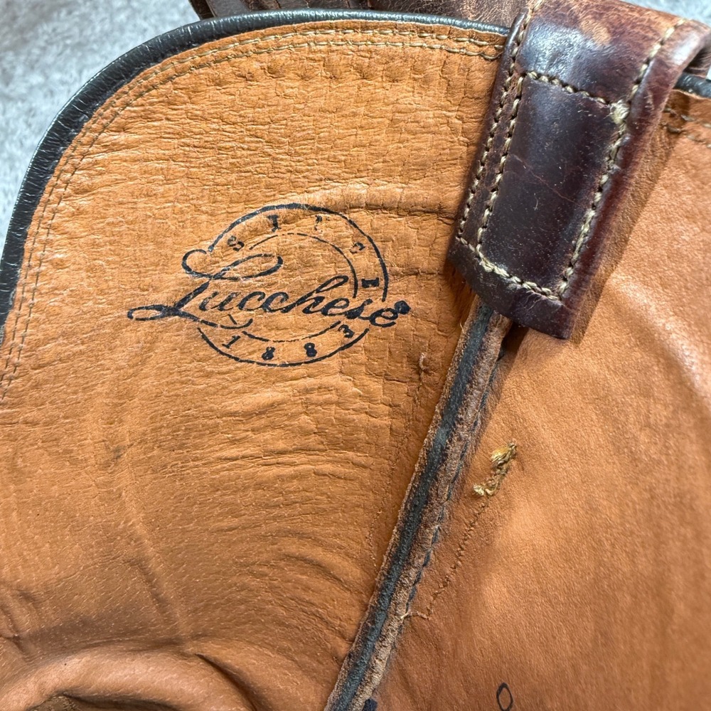 Lucchese Boots Vintage 9.5 B Brown Leather Cowgirl Western Vintage N4766 Rodeo - Picture 11 of 16